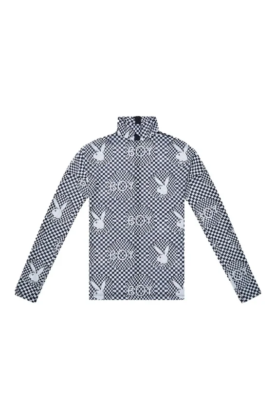 Haut en maille « Checkerboard Vortex » de la collection Playboy x BOY