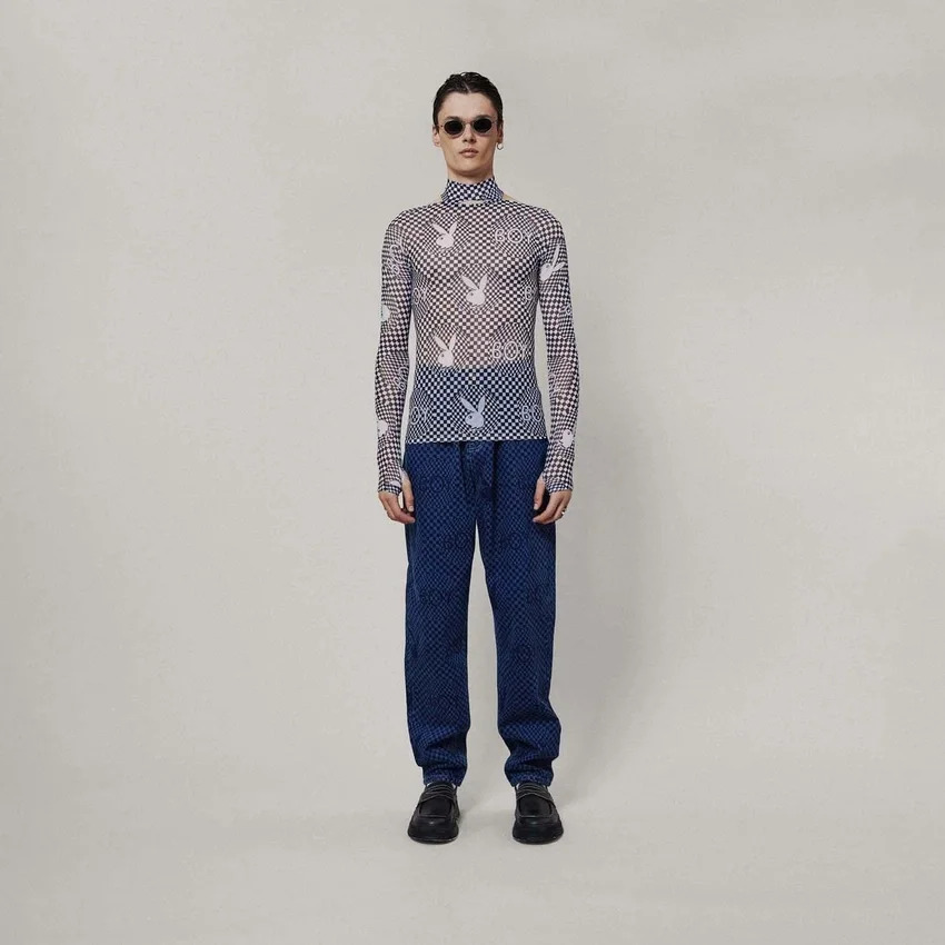 Haut en maille « Checkerboard Vortex » de la collection Playboy x BOY