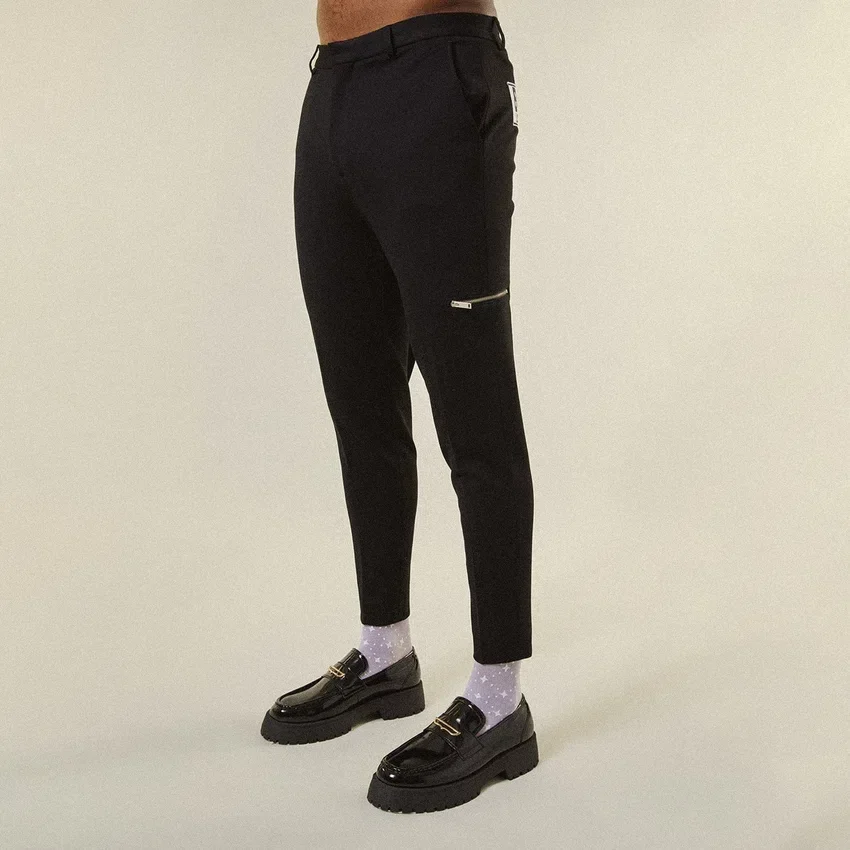 Pantalon ajusté en jersey avec fermeture éclair
