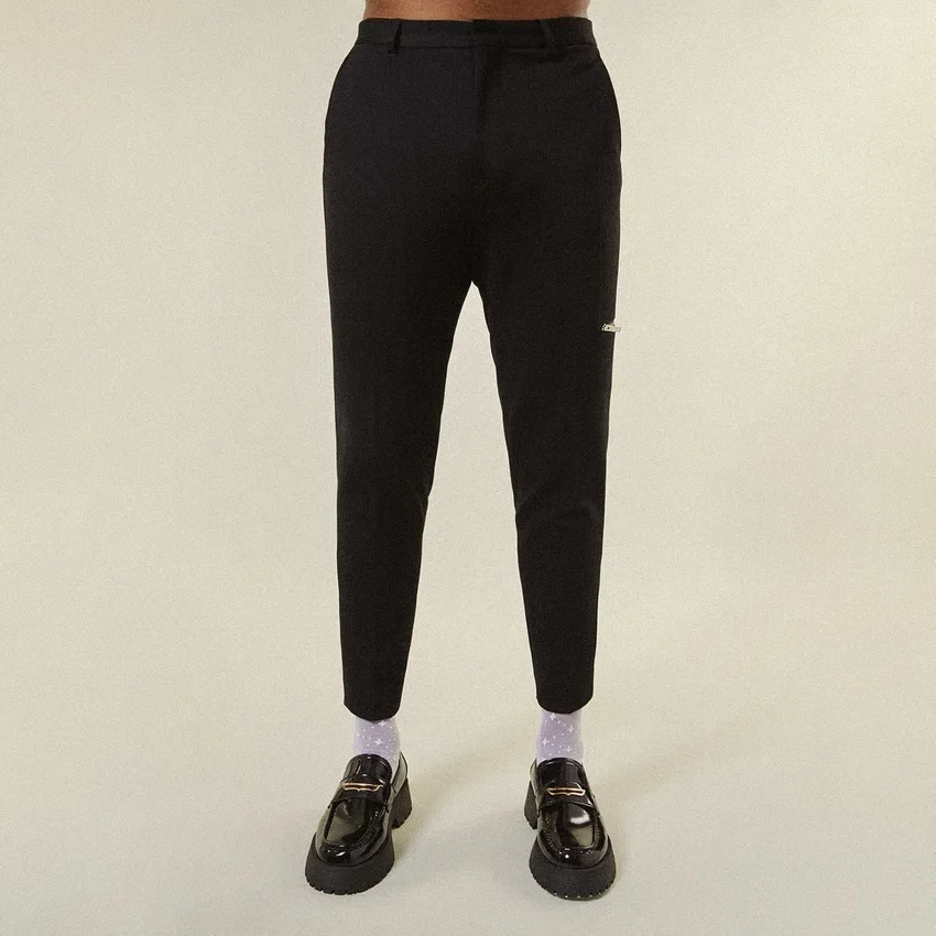 Pantalon ajusté en jersey avec fermeture éclair