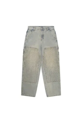 Pantalon en denim vieilli au laser