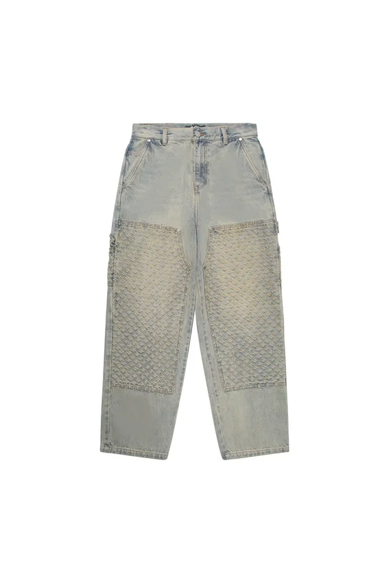 Pantalon en denim vieilli au laser