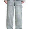 Pantalon en denim vieilli au laser