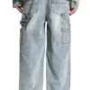 Pantalon en denim vieilli au laser