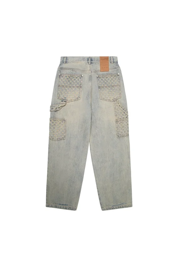 Pantalon en denim vieilli au laser