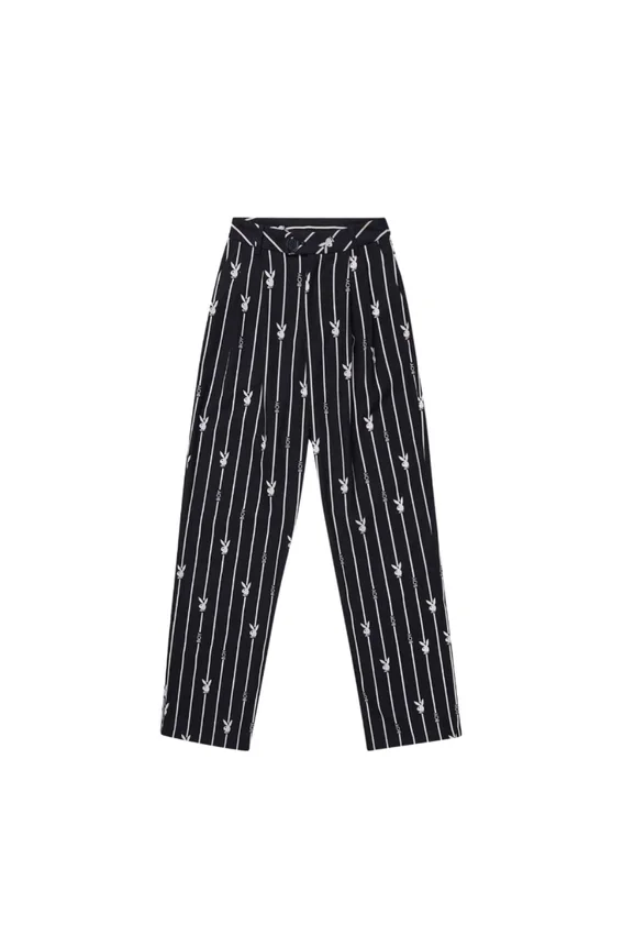 Pantalon à fines rayures Playboy x BOY Bunny
