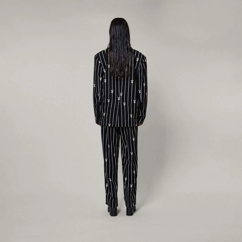 Pantalon à fines rayures Playboy x BOY Bunny