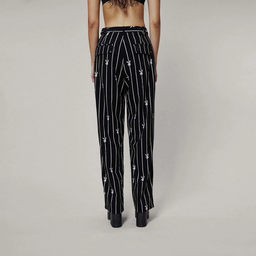 Pantalon à fines rayures Playboy x BOY Bunny