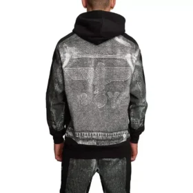Sweat à capuche graphique en denim