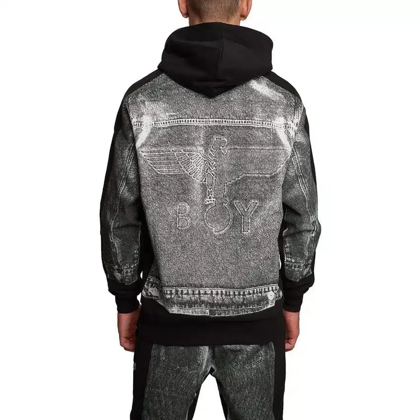 Sweat à capuche graphique en denim