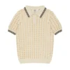 T-shirt polo en maille ajourée