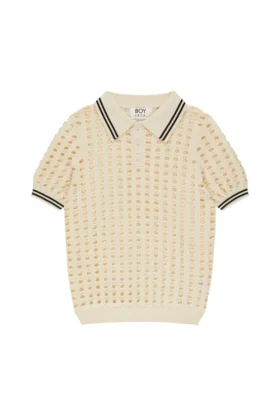 T-shirt polo en maille ajourée