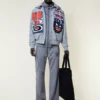 Veste bomber « Moto Sticker » de style universitaire