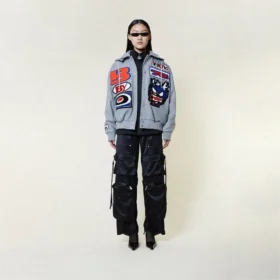 Veste bomber « Moto Sticker » de style universitaire