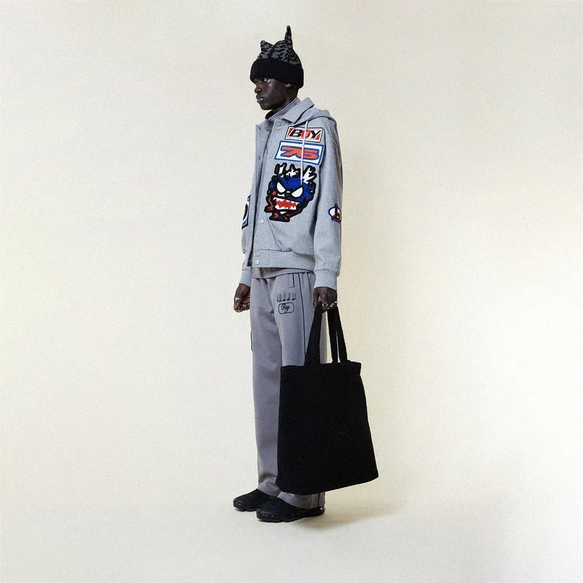 Veste bomber « Moto Sticker » de style universitaire