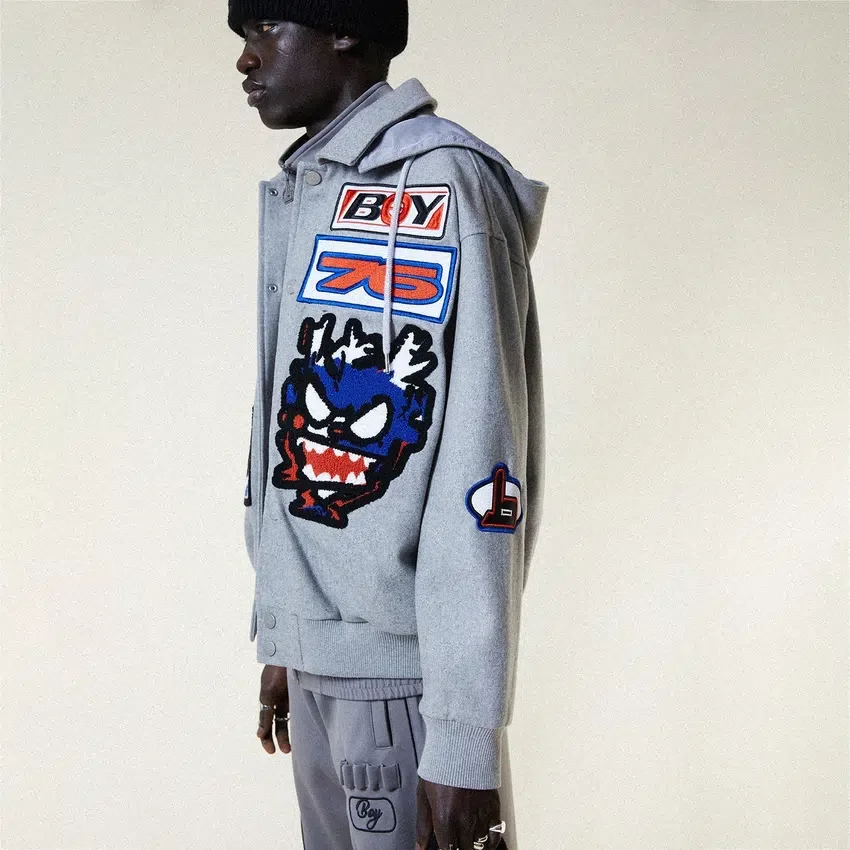 Veste bomber « Moto Sticker » de style universitaire