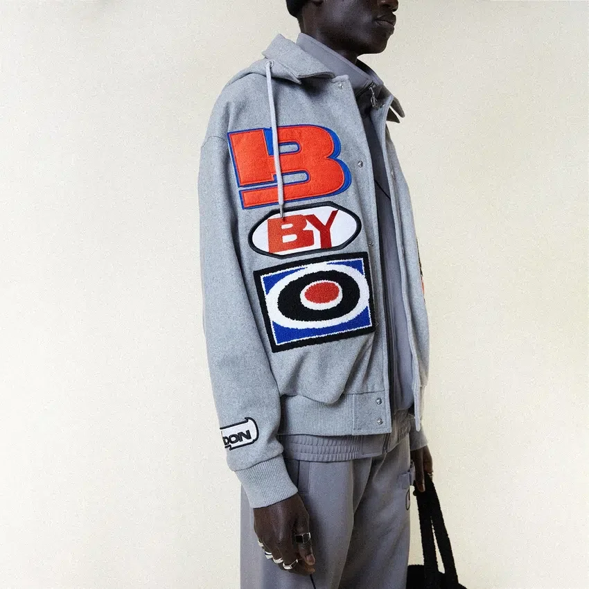 Veste bomber « Moto Sticker » de style universitaire