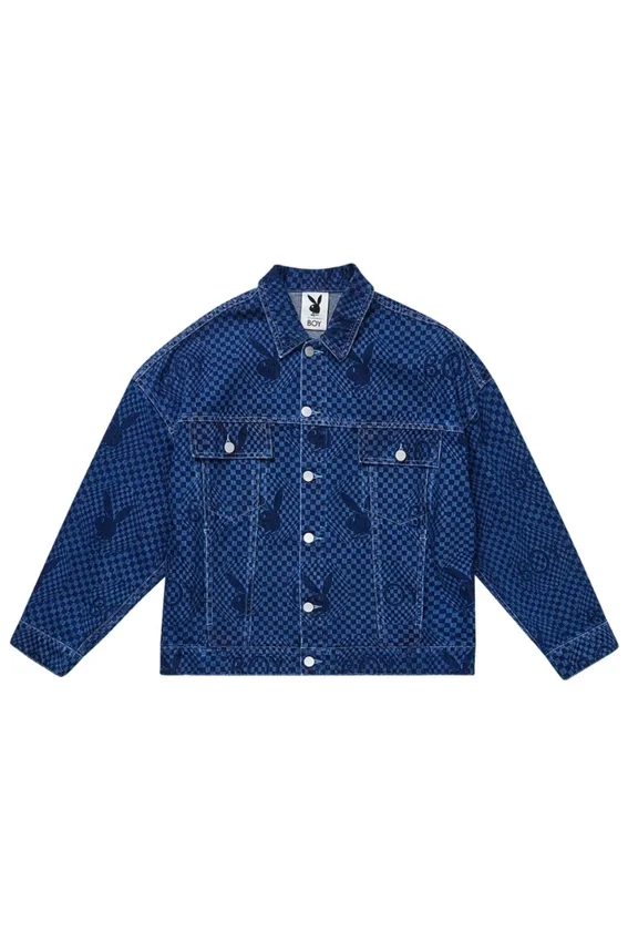 Veste en denim à damier Playboy x BOY