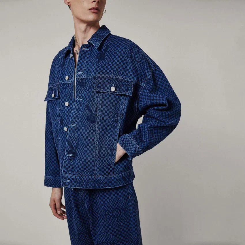 Veste en denim à damier Playboy x BOY