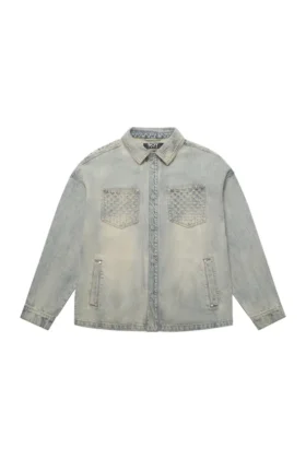 Veste en denim délavé au laser