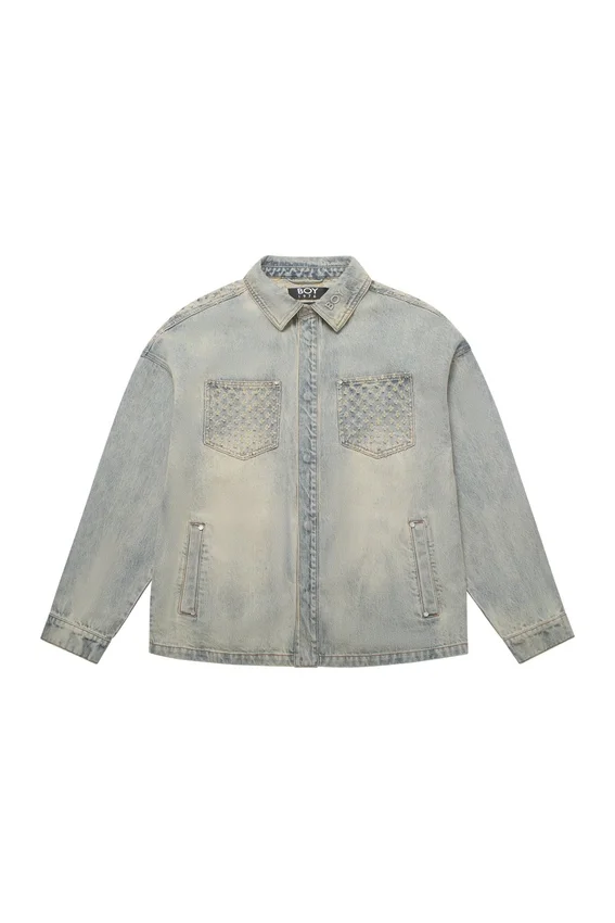 Veste en denim délavé au laser
