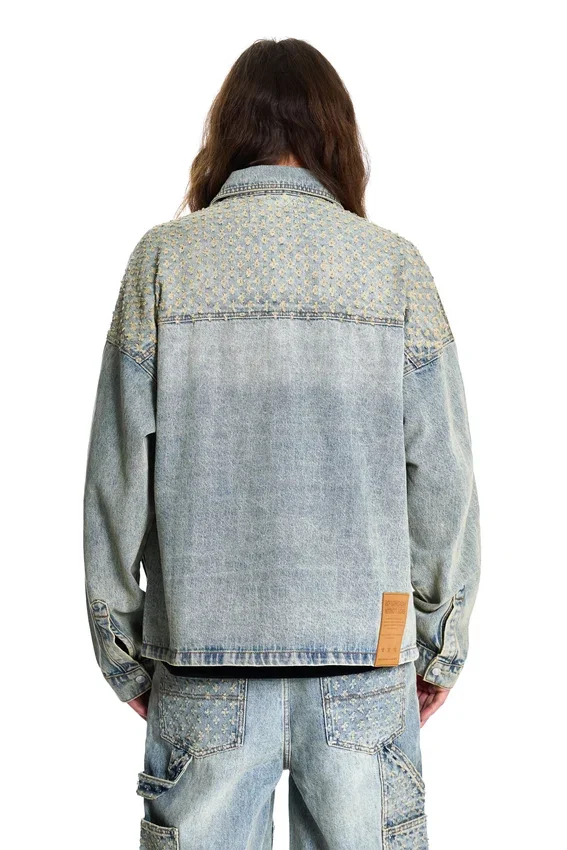 Veste en denim délavé au laser