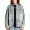 Veste en denim délavé au laser