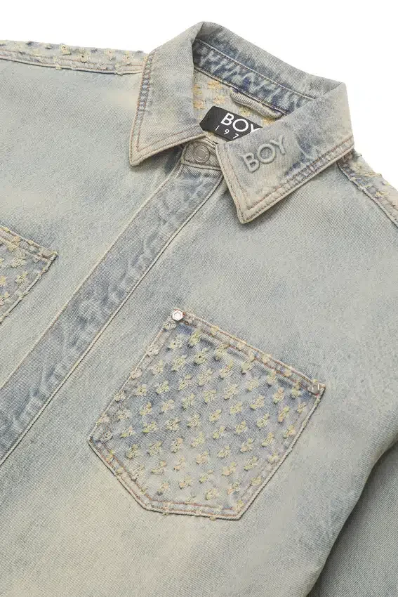 Veste en denim délavé au laser